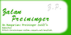 zalan preininger business card